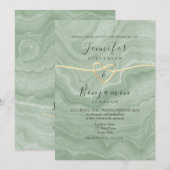 Boho Sage Green Wedding Invitation Kaart (Voorkant / Achterkant)