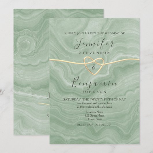 Boho Sage Green Wedding Invitation Kaart (Voorkant / Achterkant)