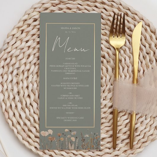 Boho Sage Green Wedding Menu