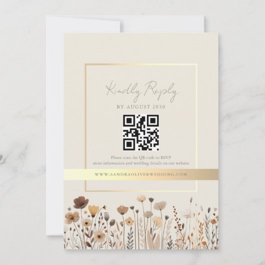 Boho Sage Green Wedding QR-code Kaart (Achterkant)