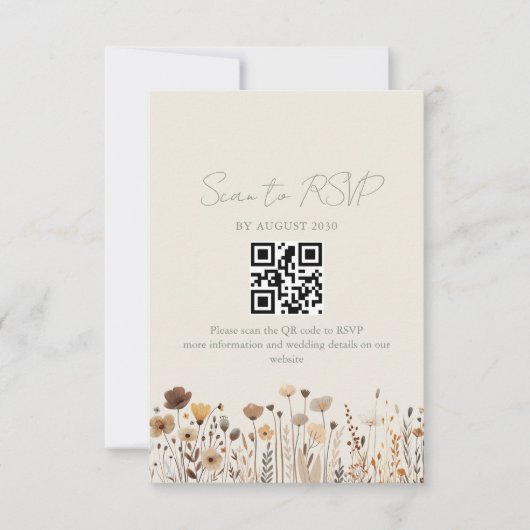 Boho Sage Green Wedding QR-code RSVP Kaartje (Voorkant)