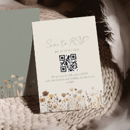 Boho Sage Green Wedding QR-code RSVP Kaartje