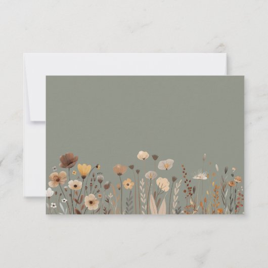 Boho Sage Green Wedding RSVP Kaartje (Achterkant)
