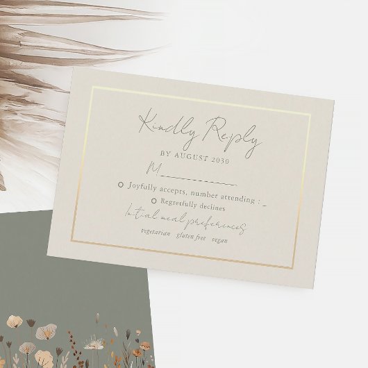 Boho Sage Green Wedding RSVP Kaartje