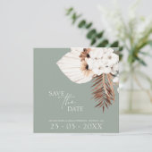 Boho Sage Green White Pampas Grass Wedding Save The Date (Staand voorkant)