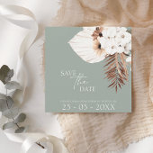 Boho Sage Green White Pampas Grass Wedding Save The Date