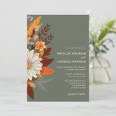 Boho Sage Green Wildflower Bloemen Herfst Trouwen Kaart (Staand voorkant)
