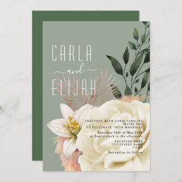 Boho Sage Green Wildflower Wedding Kaart
