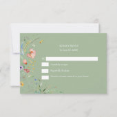 Boho Sage Green Wildflower Wedding RSVP Kaart (Voorkant)
