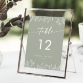 Boho Sage Green Wildflower Wedding Table Numbers Kaart