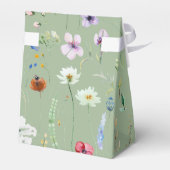 Boho Sage Green Wildflowers Wedding Favoriet Box Bedankdoosjes (Achterkant)
