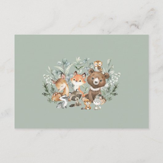 Boho Sage Green Woodland Dieren Boeken voor Baby Informatiekaartje (Achterkant)