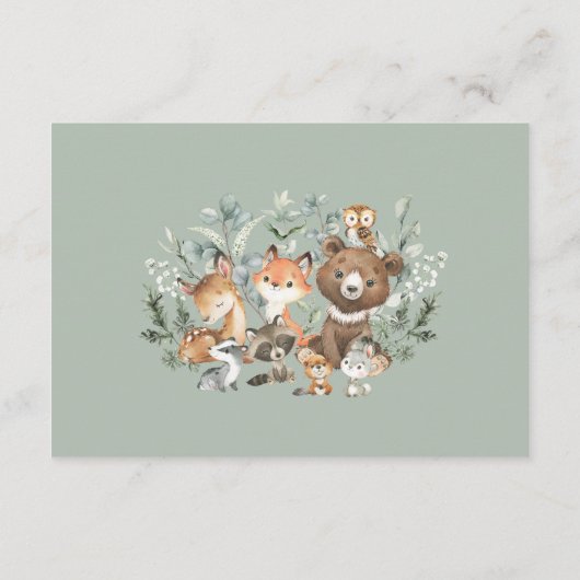 Boho Sage Green Woodland Dieren Luier Raffle Informatiekaartje (Achterkant)