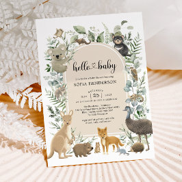 Boho Sage Greenery Australian Animals Baby shower Kaart