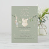 Boho Sage Groen Baby shower Kaart (Staand voorkant)
