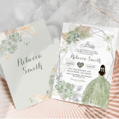 Boho Sage Groen Bloemen Geometrisch Quinceañera Kaart