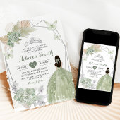 Boho Sage Groen Bloemen Geometrisch Quinceañera Kaart