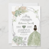 Boho Sage Groen Bloemen Geometrisch Quinceañera Kaart (Voorkant)