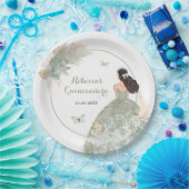 Boho Sage Groen Bloemen Quinceañera Papier Bord (Feest)