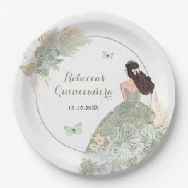 Boho Sage Groen Bloemen Quinceañera Papier Bord