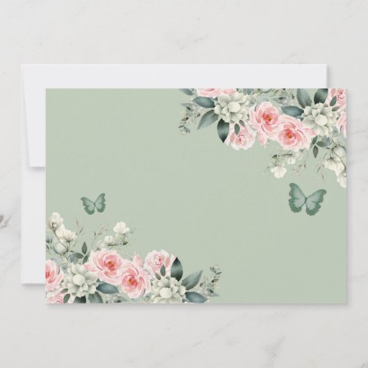 Boho Sage Groen Bloemen Quinceañera Save The Date Kaart (Achterkant)