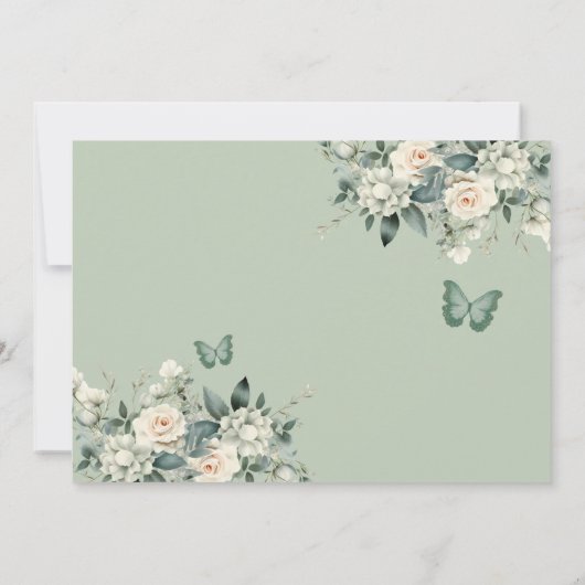 Boho Sage Groen Bloemen Quinceañera Save The Date Kaart (Achterkant)