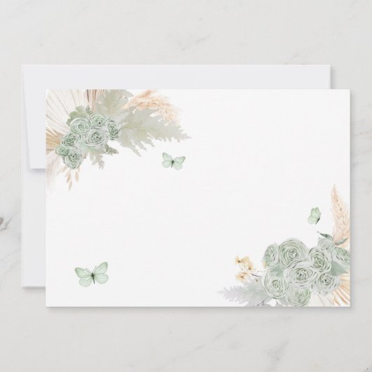 Boho Sage Groen Bloemen Quinceañera Save The Date Kaart (Achterkant)