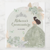 Boho Sage Groen Bloemen Quinceañera Wijnlabel Wijn Etiket (Enkel label)