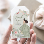 Boho Sage Groen Blush Roze Quinceañera Bedankt Cadeaulabel