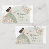 Boho Sage Groen Blush Roze Quinceañera Plaatskaartje (Voorkant / Achterkant)