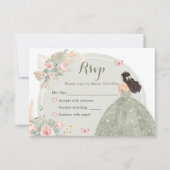 Boho Sage Groen Blush Roze Quinceañera RSVP Kaartje (Voorkant)