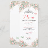 Boho Sage Groen Blush Roze Royal Quinceañera Menu (Voorkant / Achterkant)