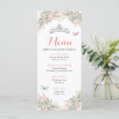Boho Sage Groen Blush Roze Royal Quinceañera Menu (Staand voorkant)