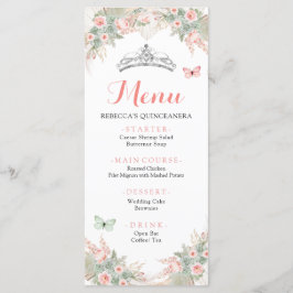 Boho Sage Groen Blush Roze Royal Quinceañera Menu