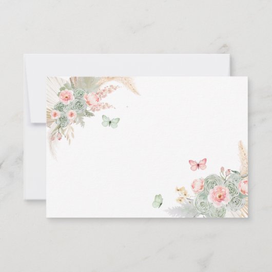 Boho Sage Groen Blush Roze Royal Quinceañera QR RSVP Kaartje (Achterkant)