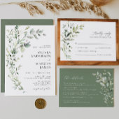 Boho Sage groen Botanische bruiloft uitnodiging