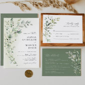 Boho Sage groen Botanische bruiloft uitnodiging