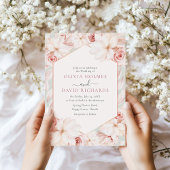 Boho Sage Groen en Blush Roze Bloemen Huwelijk Kaart