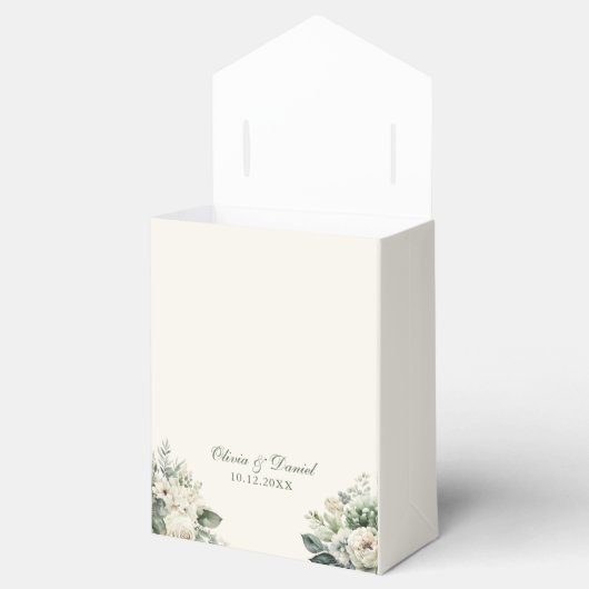 Boho Sage Groen en Ivoor Bloemen Bruiloft Bedankdoosjes (Geopend)