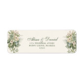 Boho Sage Groen en Ivoor Bloemen Trouwadres Etiket (Voorkant)