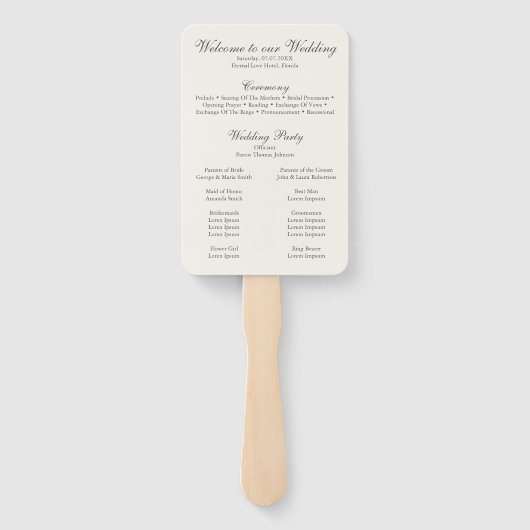 Boho Sage Groen en Ivoor Bloemen Trouwprogramma Handwaaier (Achterkant)