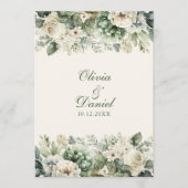 Boho Sage Groen en Ivoor Bloemen Trouwprogramma Programmakaart (Voorkant)