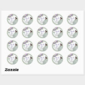 Boho Sage Groen Lila Meisje Bloemen Quinceañera Ronde Sticker (Vel)