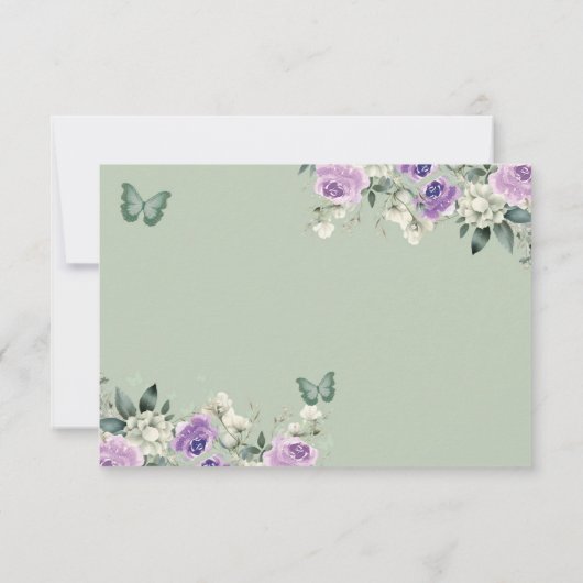 Boho Sage Groen Lila Prinses Meisje 15 Años QR RSVP Kaartje (Achterkant)