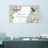 Boho Sage Groen Lila Prinses Quinceañera Groot Spandoek (Beurs)