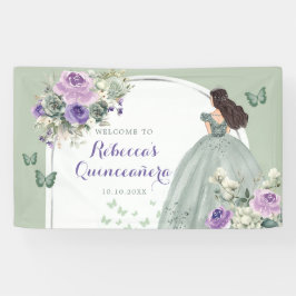Boho Sage Groen Lila Prinses Quinceañera Groot Spandoek