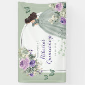 Boho Sage Groen Lila Prinses Quinceañera Groot Spandoek (Verticaal)