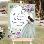 Boho Sage Groen Paarse Bloemen Quinceañera Welkom Poster<br><div class="desc">Boho Sage Groen Paarse Bloemen Quinceañera Welkomstbord</div>