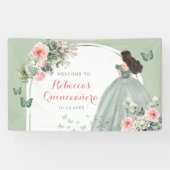 Boho Sage Groen Prinses Quinceañera Groot Spandoek (Horizontaal)