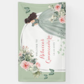 Boho Sage Groen Prinses Quinceañera Groot Spandoek (Verticaal)